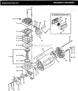 Section 1 Diagram and Parts List for WL350000  Campbell Hausfeld Compressor